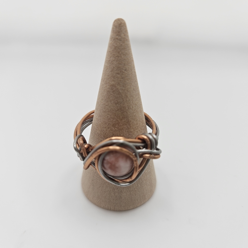 Stainless Steel And Copper Ring With Imperial Jasper Stone
